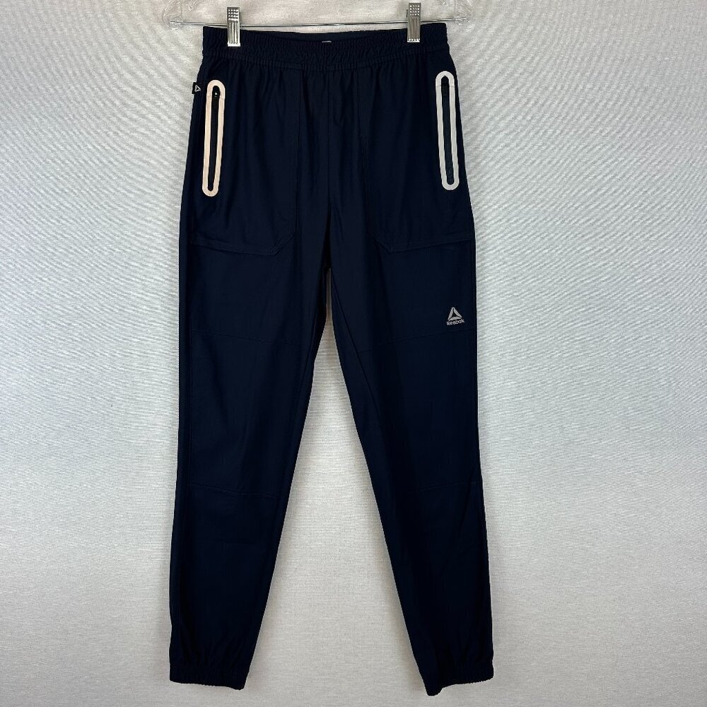REEEBOK BOYS TRANSITION PANTS ATHLETIC JOGGER ZIPER POCKETS BLUE SIZE XL(14-16)